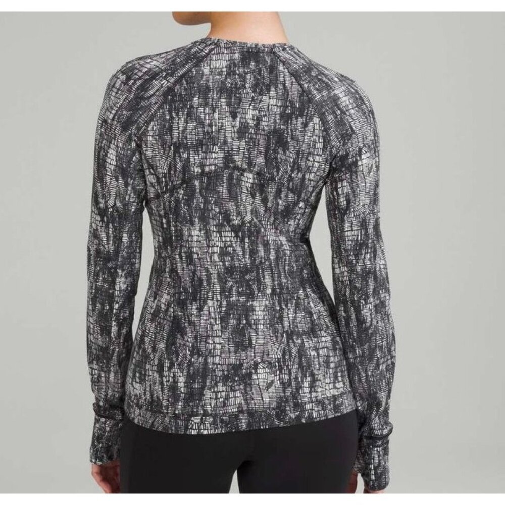 Lululemon Its Rulu Pullover Top 12 Lino Slide Alpine White Black Top Tee LS